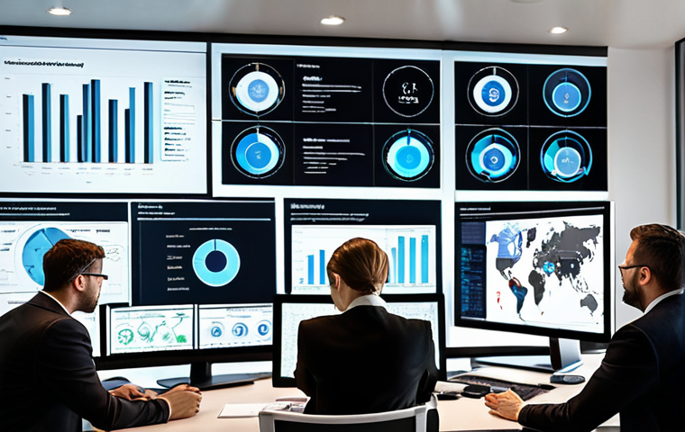 **
Cybersecurity risk assessment. A diverse team of professionals (IT, legal, management) are huddled around a large screen displaying network diagrams and threat analysis reports. The atmosphere is serious and collaborative. Emphasize the importance of identifying critical assets and vulnerabilities. Modern office setting.
**